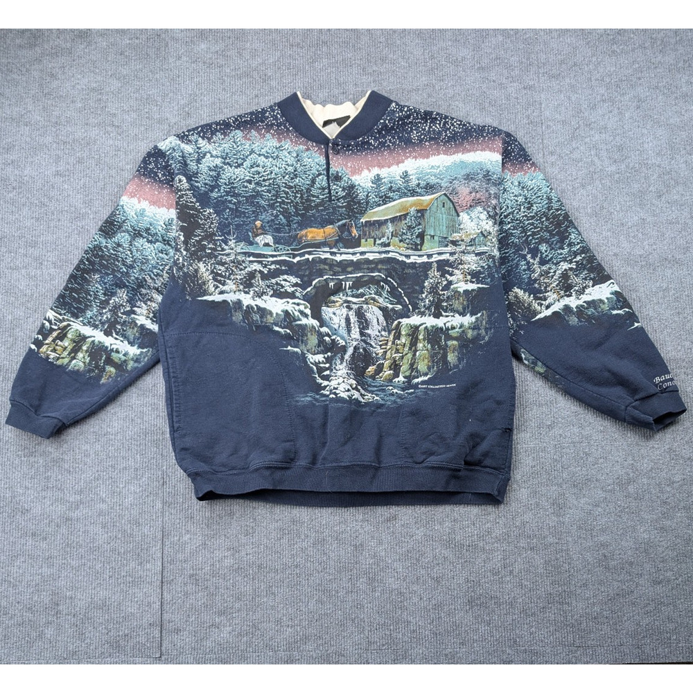 Vintage Art Unlimited Sweatshirt Mens Large AOP Wisconsin Vintage Equestrian 80s